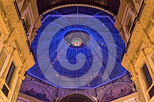 Christmas lights inside Vittorio Emanuele's gallery Milan