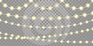 Christmas lights isolated garland lamp strings on transparent background