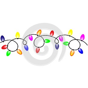 Christmas lights isolated realistic design elements. Glowing lights for the Christmas holidays, banners, posters, web design. Orna