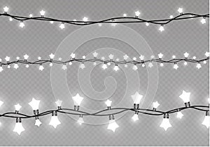 Christmas lights isolated on transparent background. Xmas glowing garland.Vector illustration