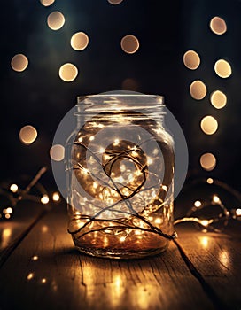 Christmas lights in a jar