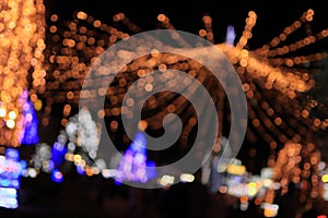 Christmas lights lit in the center of Ploiesti, effect bokeh