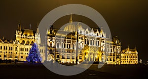 Christmas lights at the Parliament House in Budapest,