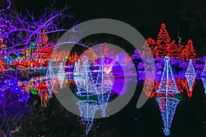 Christmas Lights Reflection Van Dusen Garden Vancouver British Columbia Canada photo