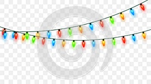 Christmas lights set. Vector New Year decorate garland