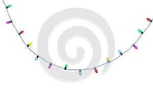 Christmas lights string isolated on white background With clipping path