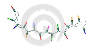 Christmas lights string isolated on white background with clipping path