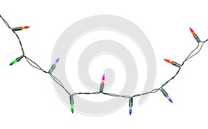 Christmas lights string isolated on white background with clipping path