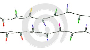 Christmas lights string isolated on white background with clipping path