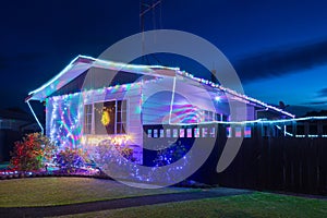 Christmas lights on a suburban house
