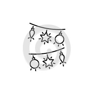 Christmas lights thin line icon, christmas and new year, festive light sign