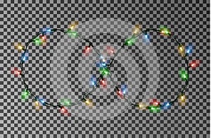 Christmas lights vector, light string in infinity style sign. Vector illustration