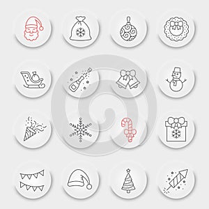 Christmas line icon set