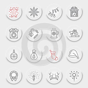 Christmas line icon set