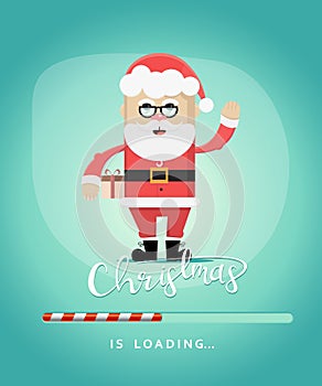 Christmas is loading banner design. Christmas is loading greeting card design with loading bar as countdown for upcoming holiday.