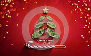 Christmas Loading Concept - Tree On Red