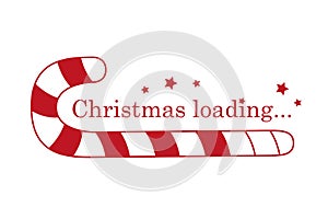 Christmas loading red and white candy cane isolated