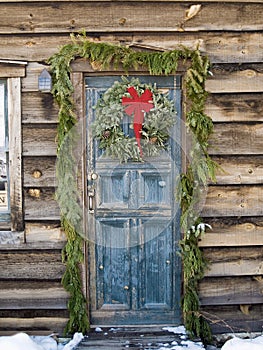 Christmas at a log cabin