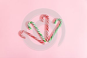 Christmas Lollipop cane on pink background