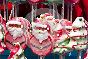 Christmas lolly pops wrapped in cellophane