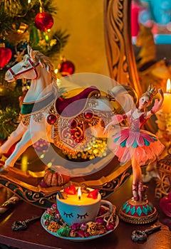 Christmas magic scene, some rite at New Year night photo