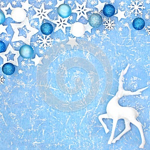 Christmas Magical Reindeer North Pole Background with Decorations