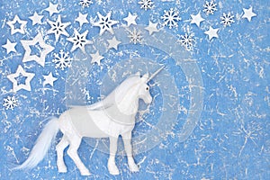 Christmas Magical Unicorn Ornament Background with Decorations