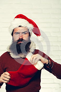 Christmas man with decorative stocking