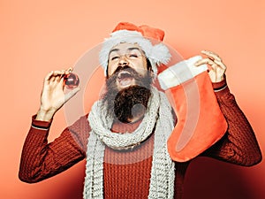 Christmas man with decorative stocking