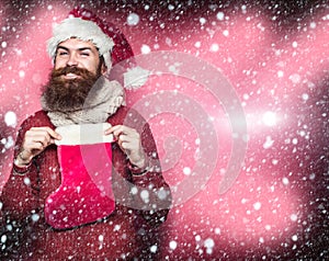 Christmas man with decorative stocking