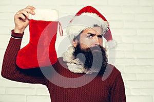 Christmas man with decorative stocking