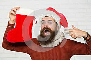 Christmas man with decorative stocking