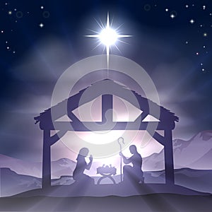 Christmas Manger Nativity Scene photo