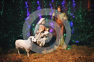 Christmas Manger scene with figures including Jesus