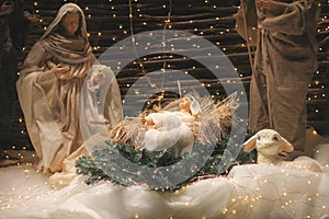 Christmas Manger scene with figures including Jesus