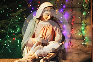 Christmas Manger scene with figures including Jesus