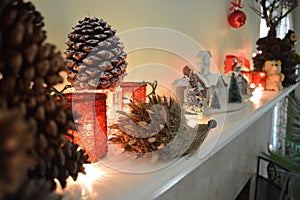 Christmas mantel decorations photo