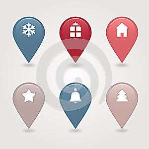 Christmas mapping pins icon
