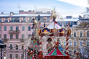 Christmas market decorations in the city