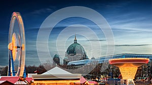 Christmas market in front of the Berlin Dome, Alexanderplatz, Germany