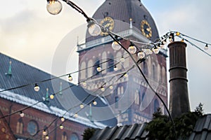 Christmas market in front of the historic cathedral.