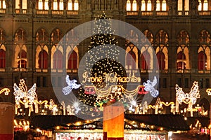 Christmas market in front of the town hall in Vienna, Austria