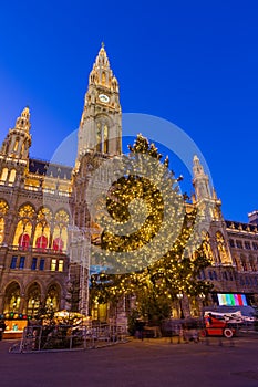 Christmas Market near City Hall in Vienna Austria