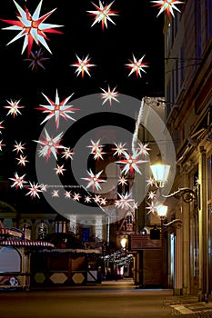 Christmas market on the old market in Magdeburg at night