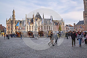 Christmas market in the old town in Brugge, Belgium