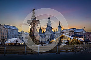 Christmas market on old town square in Ceske Budejovice