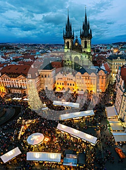 Christmas market on the Old Town Square in Prague, Czechia