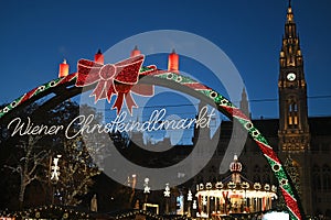 Christmas market on Rathausplatz in Vienna photo