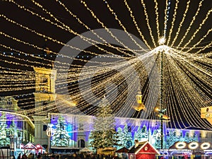 2017 Christmas market in Sibiu main square, Transylvania, Romania