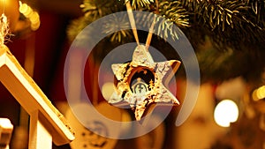 Christmas Market at Southbank Centre Winter Market with wooden Christmas ornaments in London, United Kingdom. photo